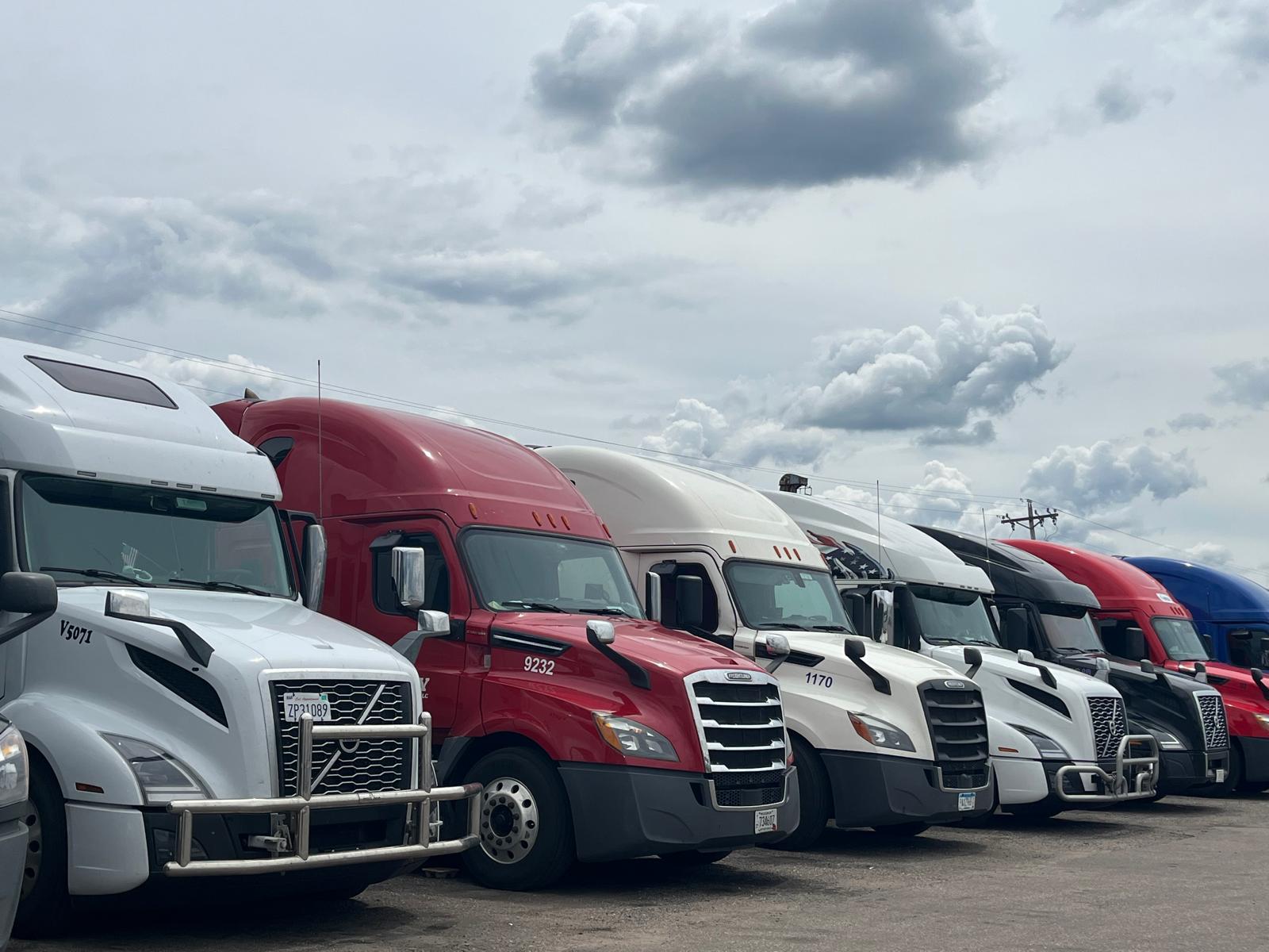 Row of trucks at the yard